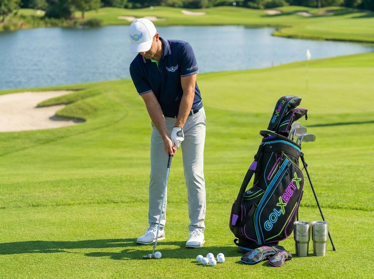 GOLXBETX golfer with bag and balls